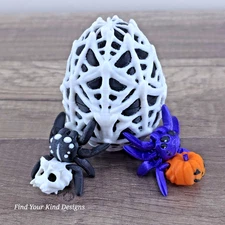 Halloween Spider Set with Egg 3D printed articulated Flexi Fidget Cute Gift Idea