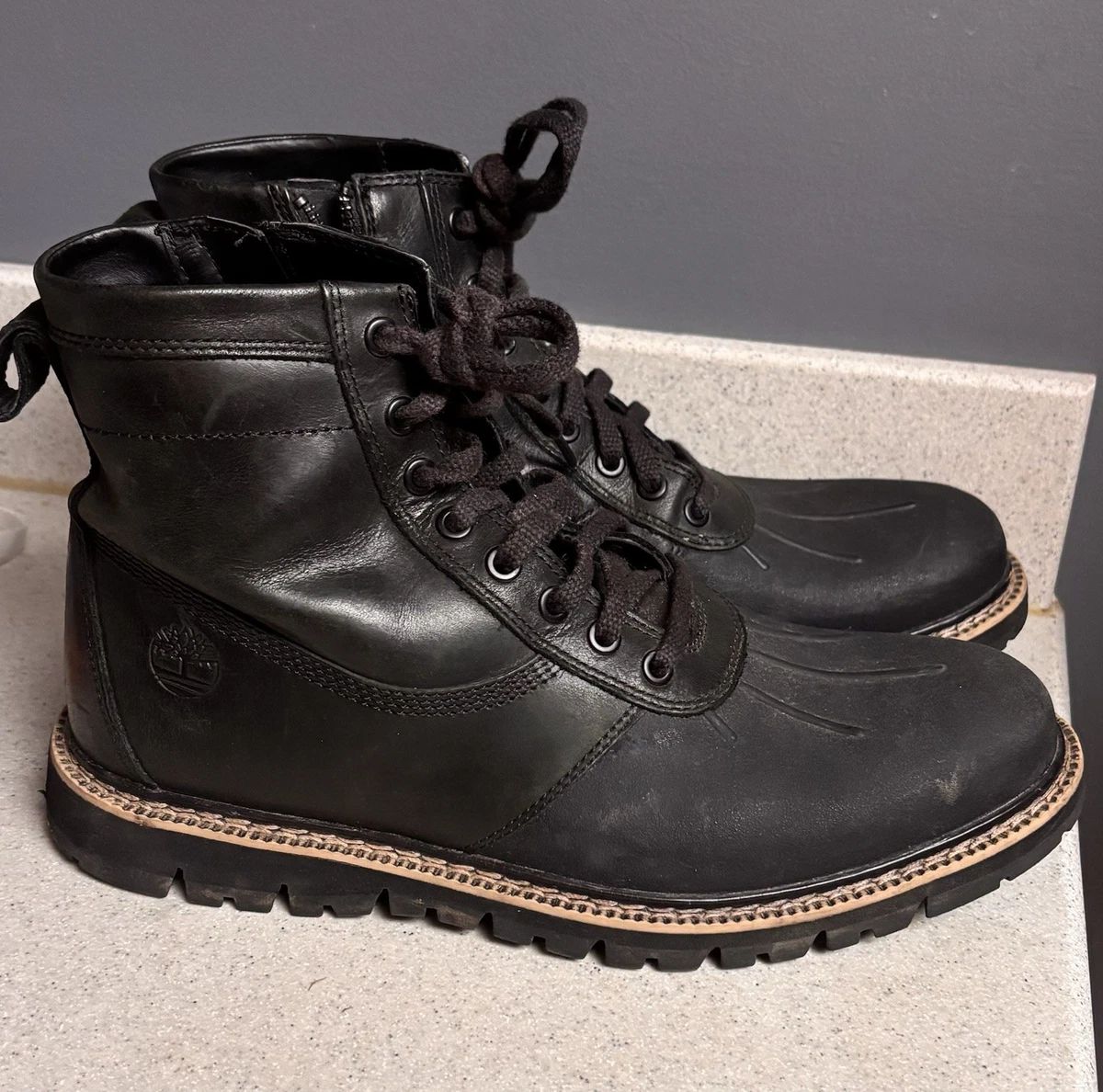 Timberland BRITTON HILL Mens Rubber Toe Leather Ankle Boots Black Waterproof 8.5 Men main image 4