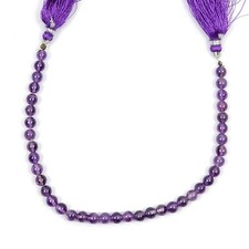Natural Amethyst Beads Smooth Round Shape Beads 8 Inch Strand 5 MM Beads