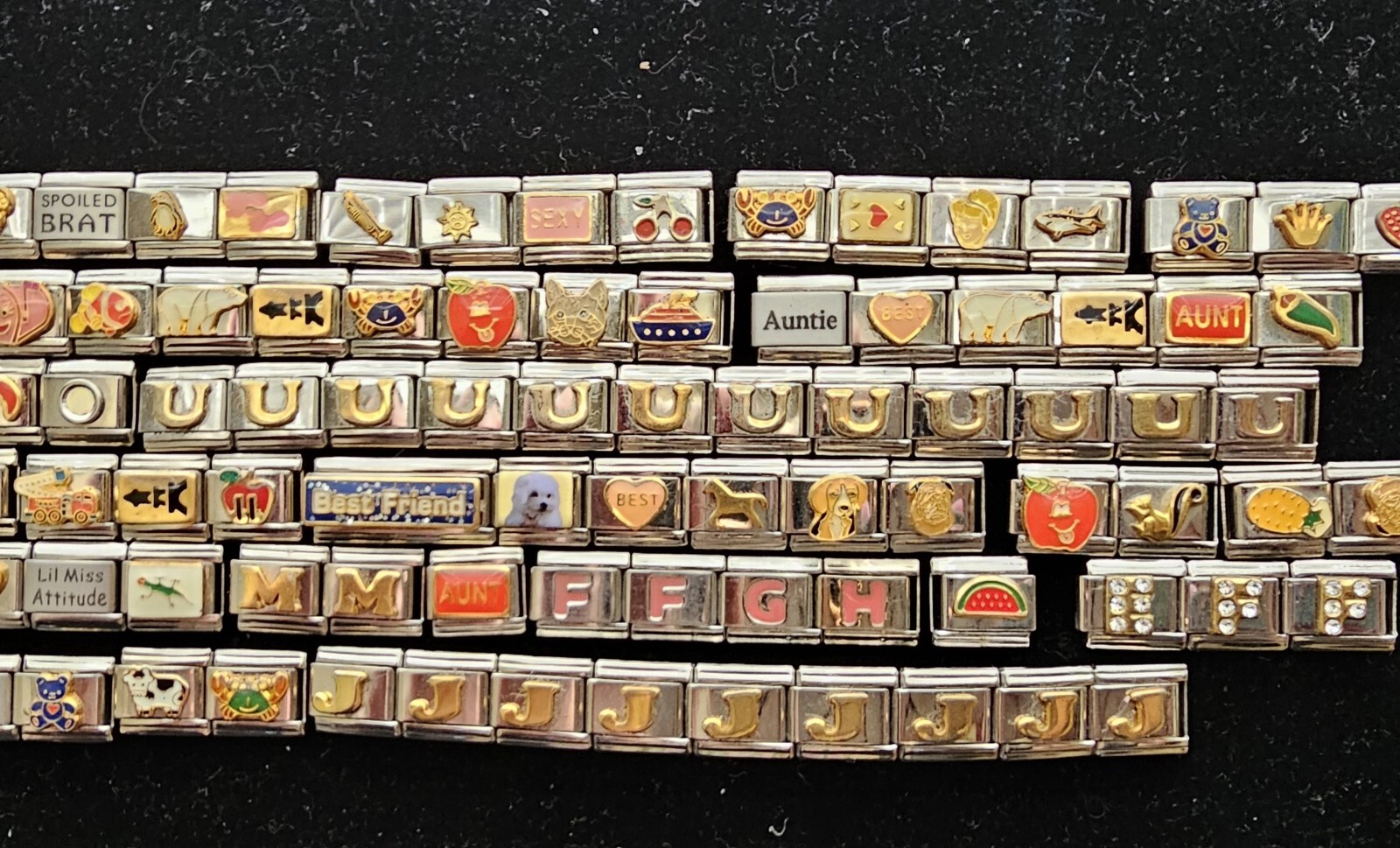 Italian Charm Bracelet Links 9mm 650+ Piece Mixed Lot eBay