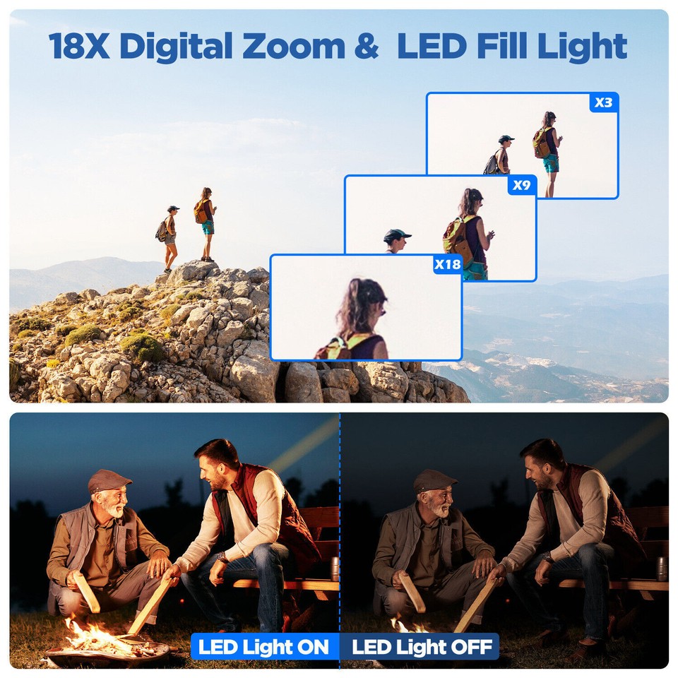 4K 42MP Video Camera Camcorder Digital Camera Recorder 18X Zoom Mic