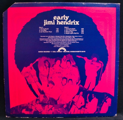 JIMI HENDRIX: Early Jimi Hendrix~Rare Early Live Recordings~BARON #LP-105 - Foto 3 di 3