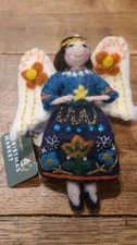 Wool Felt Embroidered Angel Christmas Ornament World Market Nepal Handmade NWT