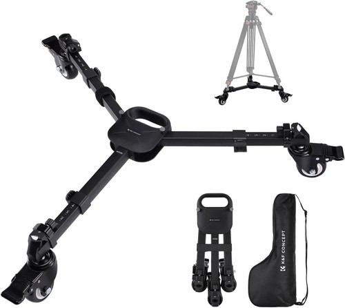 K&F Concept Photography Tripod Dolly Heavy Duty w/ 3" Rubber Wheels for DSLR - Picture 2 of 8