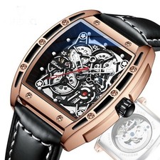 CHENXI Men's Skeleton Automatic Mechanical Tonneau Shaped Watch Waterproof Gift