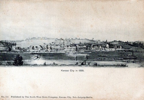 Postal de Kansas City Kansas en 1855 publicada por Sout-West New Company - Imagen 1 de 2