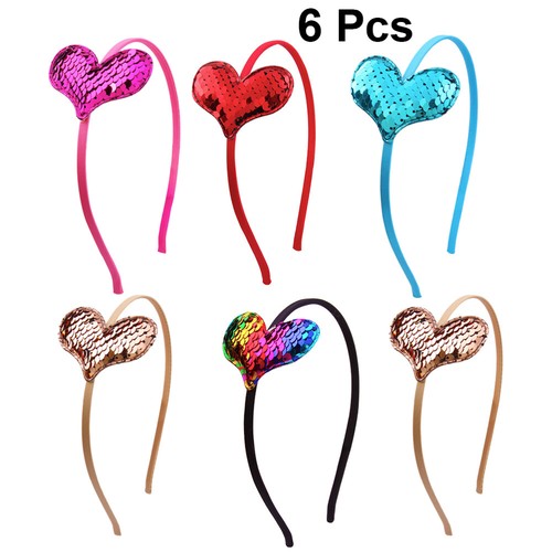 6 PCS Valentine's Day Love Headband Glitter Heart Hairband Shiny Headband - Picture 5 of 11