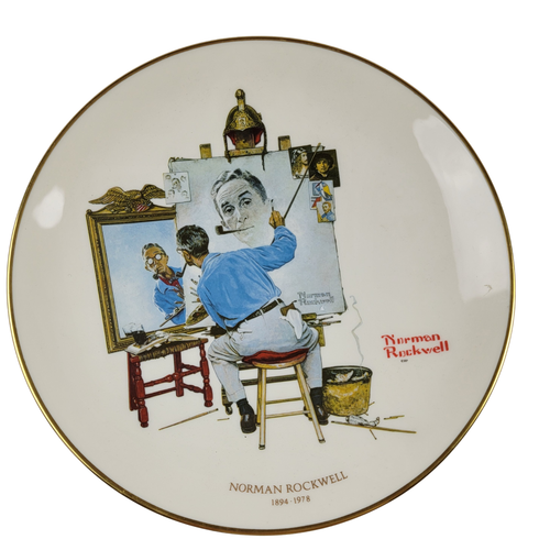 Norman Rockwell dreifache Selbstporträtplatte - Gorham - Saturday Evening Post 1978 - Bild 1 von 8