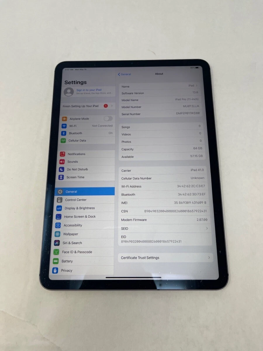 APPLE IPAD PRO MU0T2LL/A 11