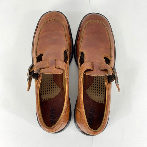 Born Leather Comfort Shoes 9.5 Loafers Mary Jane T-Strap W6431 Tan Brown 41 Flat - Picture 6 of 9