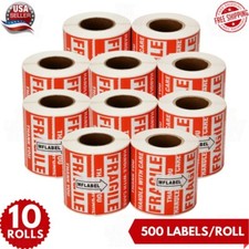 5000 Fragile Stickers 2x3 Handle with Care Thank You 500 / Roll Warning Labels