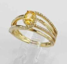 2Ct Oval LabCreated Yellow Citrine Halo Engagement Ring 14k Yellow Gold Plated