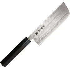 Kanetsune KC-463 Nakiri Red Sandalwood Blue Steel Zen Kitchen Fixed Blade Knife