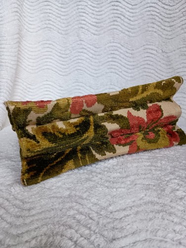 Vintage Chenille Carpet Bag Floral Handbag 9" x 7" Purse Soft Tapestry Granny - Picture 8 of 13