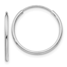 14k White Gold Polished Endless Tube Hoop Earrings 0.63gm L-20mm, W-20mm