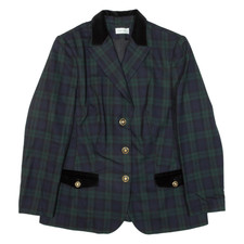 Peter Hahn Womens Blazer Jacket Blue Check L