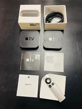 Lot of (2) Apple TV 2nd Gen 8GB Media Streamers A1378 reset with remote and box
