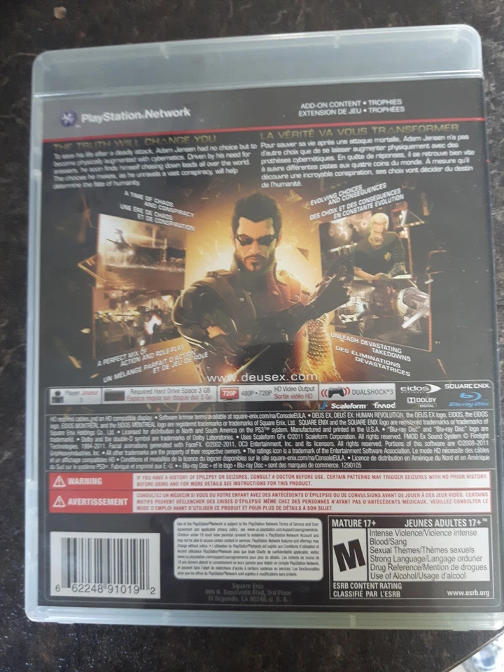 Deus Ex Human Revolution 2011 PlayStation 3 PS3 Game COMPLETE Good Condition - Image 2 of 2