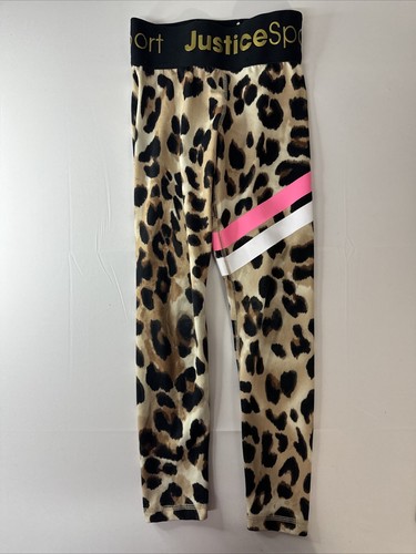 Justice Leggings 3 Pair Sports Kids Leopard, Pink Stripe, Black BX06 Size S 7/8 - Picture 9 of 13