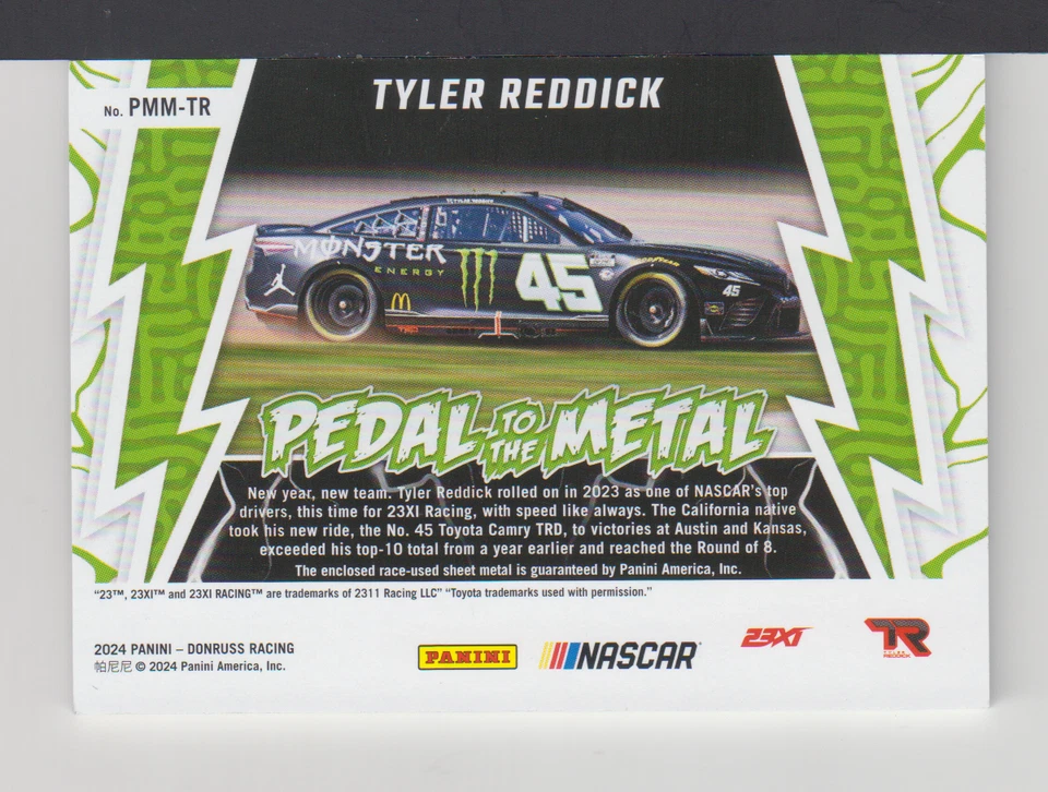 TYLER REDDICK : 2024 - DONRUSS PEDAL TO THE METAL - MATERIALS - 09/10 - # PPM-TR - Image 2 of 2