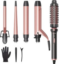5 in 1 Curling Iron Set with Curling Brush  4 Curling Wand Hair Curler