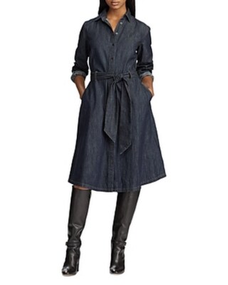 Lauren Ralph Lauren Denim A-Line Shirtdress – Dark Rinse Wash | eBay
