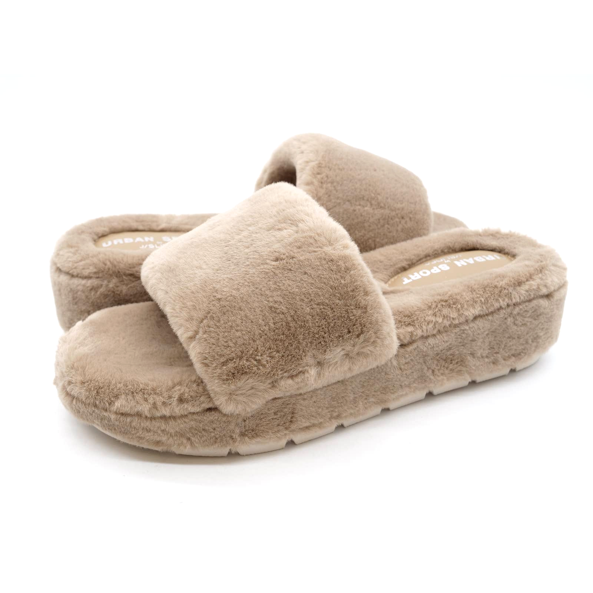 J Slides Willow Womens 10 Platform Slippers Brown Faux Fur Comfort