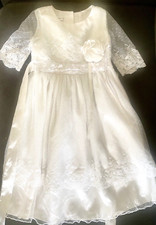 Bonnie Jean 5 Ivory White Dress Lace Pearl Buttons Bow Wedding