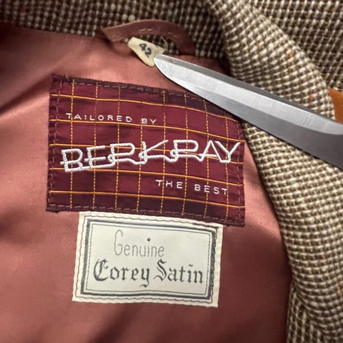 Vintage 50's Berkray Brown Donegal Tweed Heek Suede Western Sport Coat Size 42 - Bild 13 von 13
