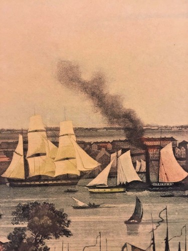Hormiga francesa "Vue De Baltimore" puerto grabado por un grabador Garneray enmarcado - Imagen 10 de 12