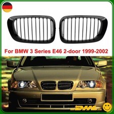 1Paar M Stil Nieren Einzelsteg Glänz Schwarz Kühlergrill für BMW 3er E46 99-03