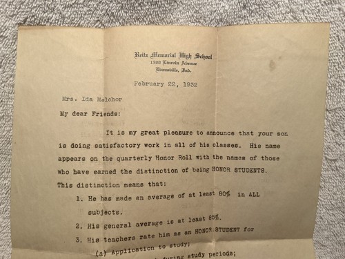 1932 TLS Letter Brother Stephen Memorial HS Principal Evansville IN Ida Melchior - Picture 3 of 6