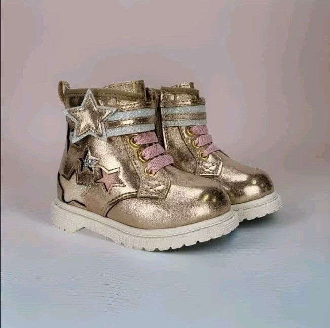 Wonder Nation Girls Metallic Gold Star Boots Toddler Size
