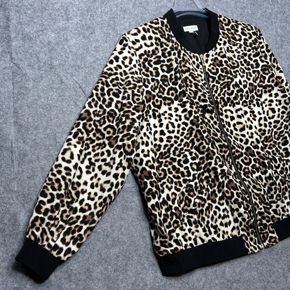 Chaqueta Susan Graver Mujer 2X Beige Negro Estampado Animal Forrada Versátil Cómoda Divertida Foto 4 de 4
