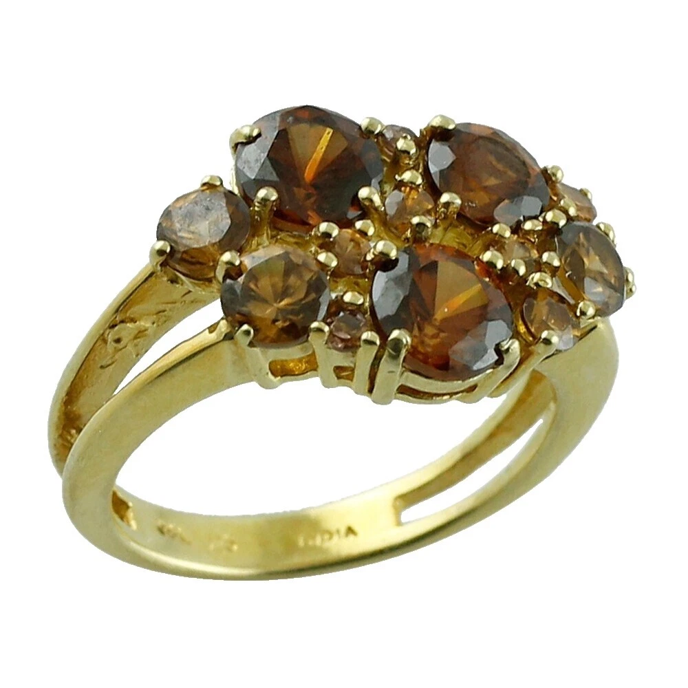 Chapado en oro Amarillo de piedra marrón Joyería de Moda