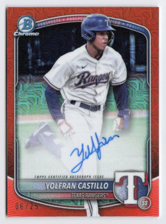 2025 Yolfran Castillo Bowman Chrome Orange Mojo Refractor Auto /25 #BMA-YC