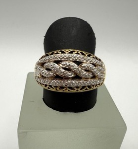 Authentic Sterling Silver Gold Plated .03ctw Diamond Ring