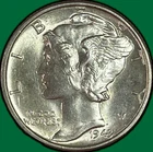 1943 Mercury Dime Brilliant Uncirculated BU Coin #41731