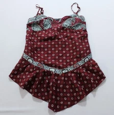 Moda International Women's Paisley Printed Silk Camisole Top EJ2 Multi Size 2XS