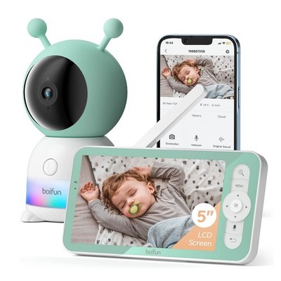 BOIFUN 5'' Babyphone mit Kamera Drahtlose 2K/3MP PTZ Baby Monitor Temperature