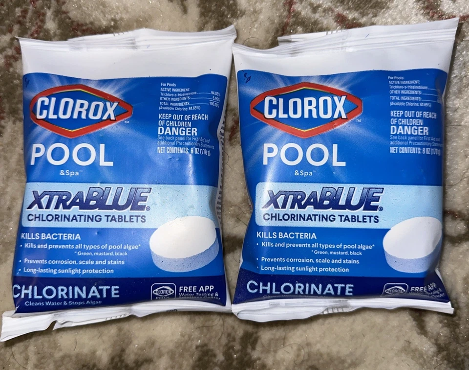 BRAND: PACKFUSION (2-PACK) Pool Care Bundle: Clorox-Pool&Spa Xtra Blue 3" Long-Lasting...
