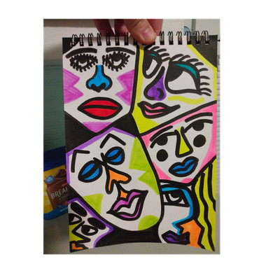 Abstract Faces Contemporary Art Original Marker Drawing on Paper, 2020-Now