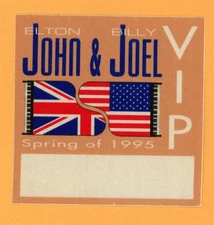 Elton John Billy Joel VIP Satin Backstage Pass - 1995 Spring Tour (Rare Color)