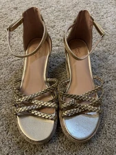 CROWN VINTAGE Gold Braid Platform Gladiator Sandals Size 5 NWOT Womens