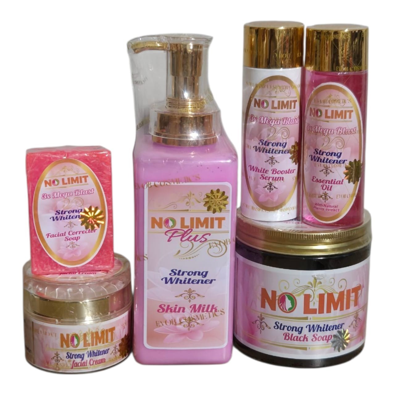 No Limit Plus Lotion, Serum, Essential Oil, Face Cream & Bar, Black Soap 6pcs