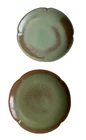 2 FRANKOMA 5F Pottery Scalloped Prairie Green 10" Plates VINTAGE