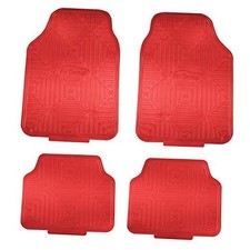 Automotive - Heavy-Duty Metallic Rubber for Cars, Universal Fit Red Floor Mats