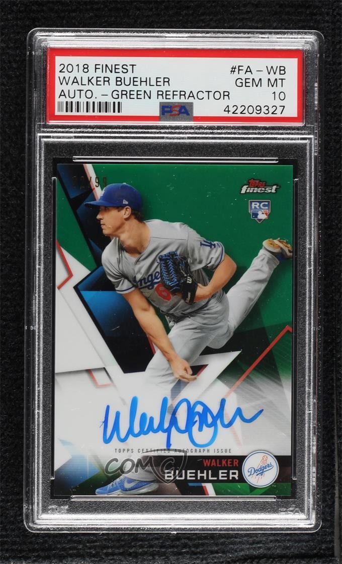2018 Topps FINEST AUTOGRAPHS Green Refractor #FA-WB Walker Buehler front