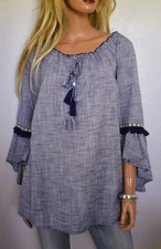 STYLE & CO Bell Sleeve Tassel Top Size Large