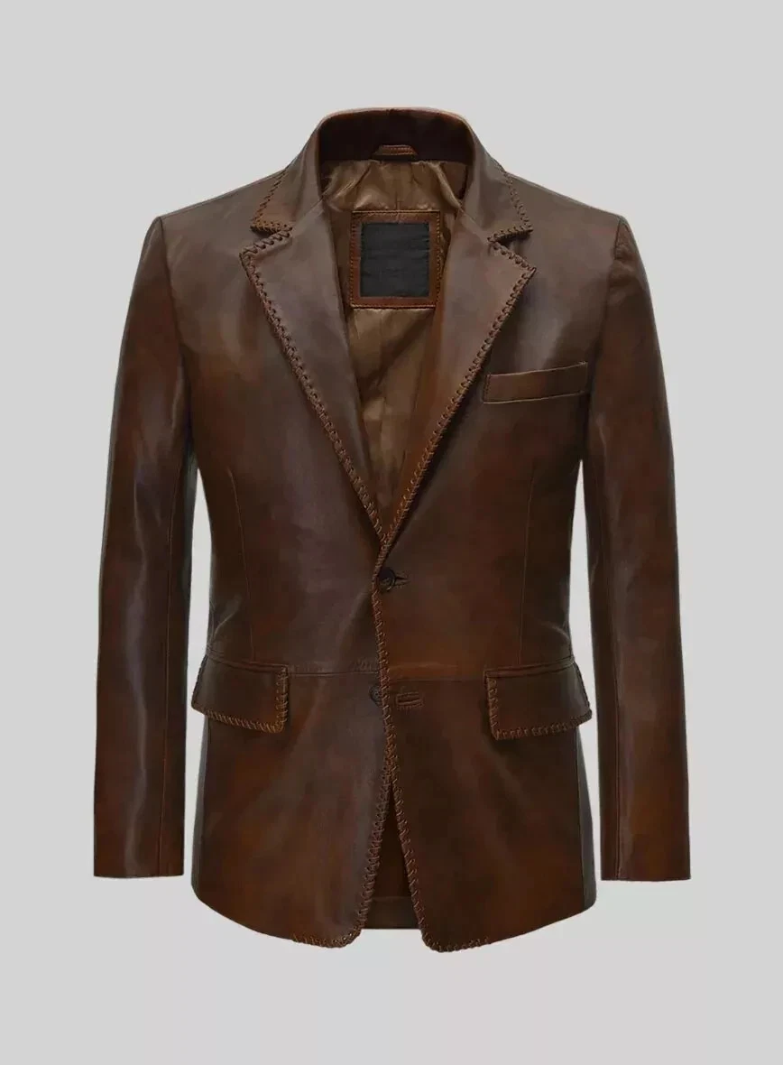 Men's D Brown Blazer Jacket Genuine Lambskin Leather Coat All Size